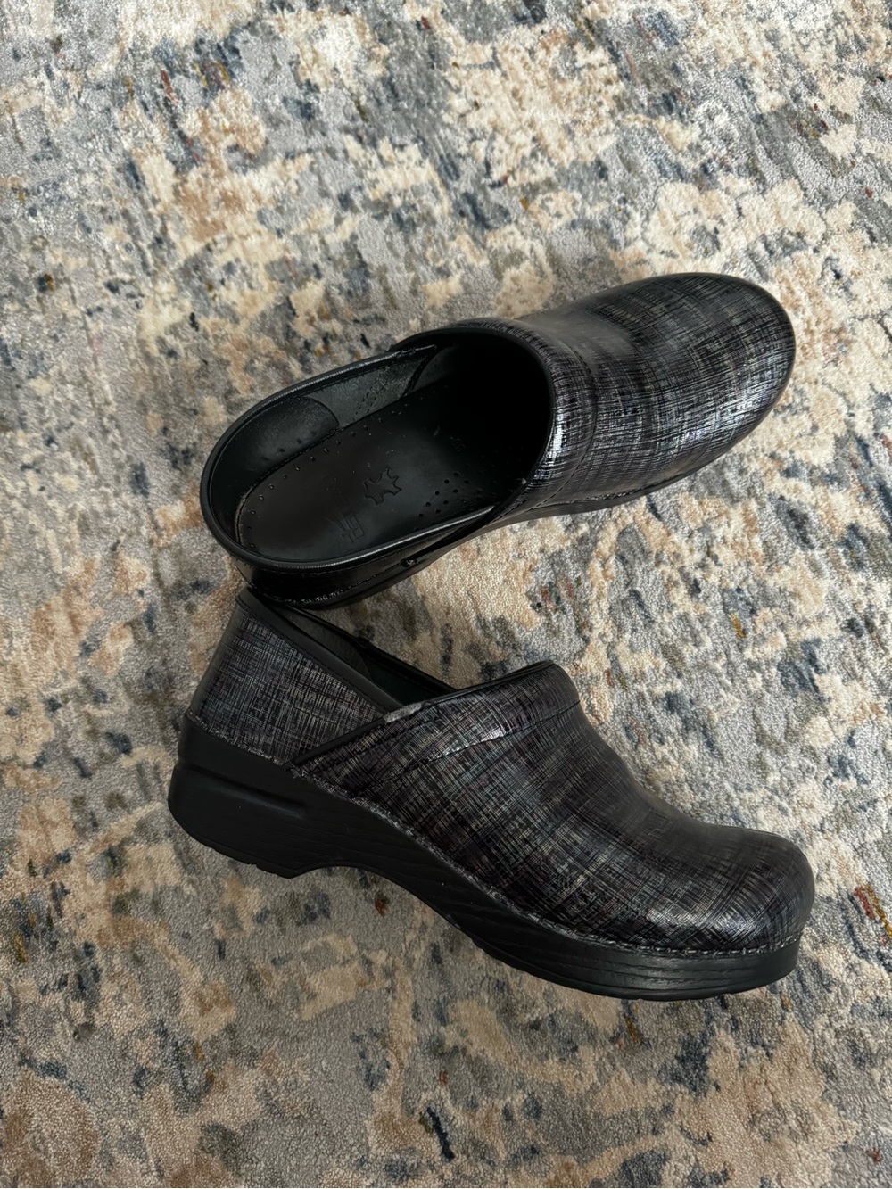 Dansko Women's Black Crosshatch Slip-On Clogs - Picture 5 of 6